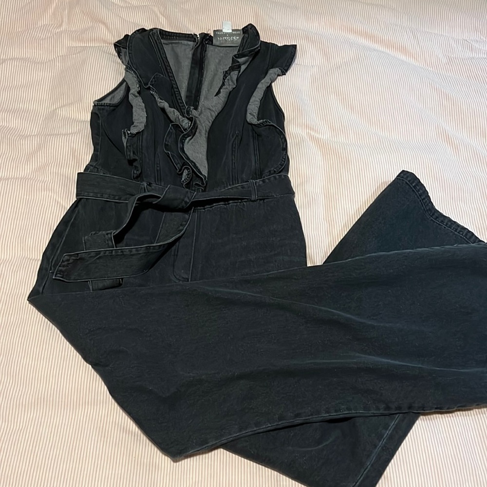 Wide Leg Denim Jumpsuit